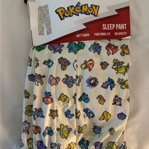 Pokemon White Pajama Bottoms with Colorful Character Print